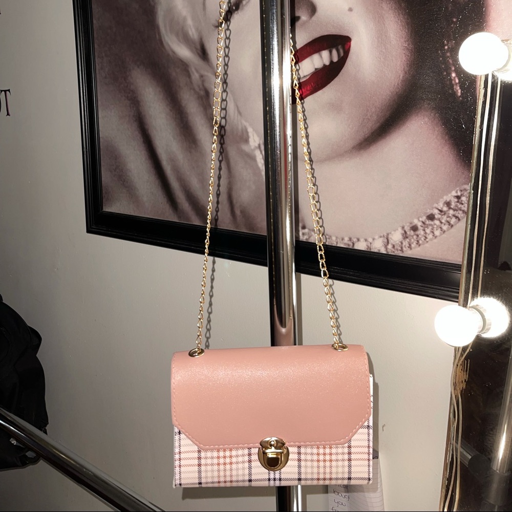 Small pink and plaid purse